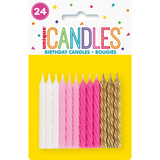 24 birthday candle pink mix