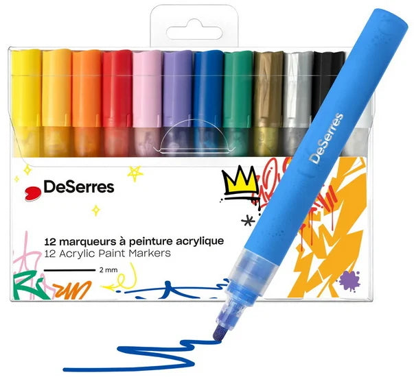 DeSerres Acrylic Markers - 12 colors 2 mm