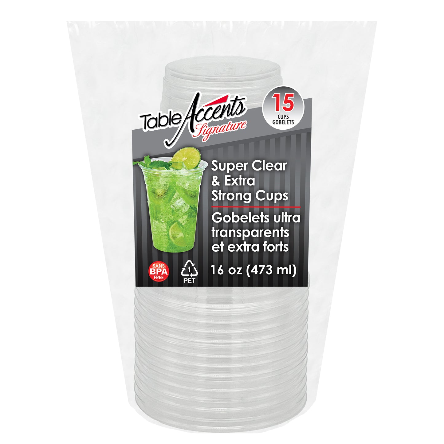 Table Accents Signature super clear and extra strong cups 15 pcs