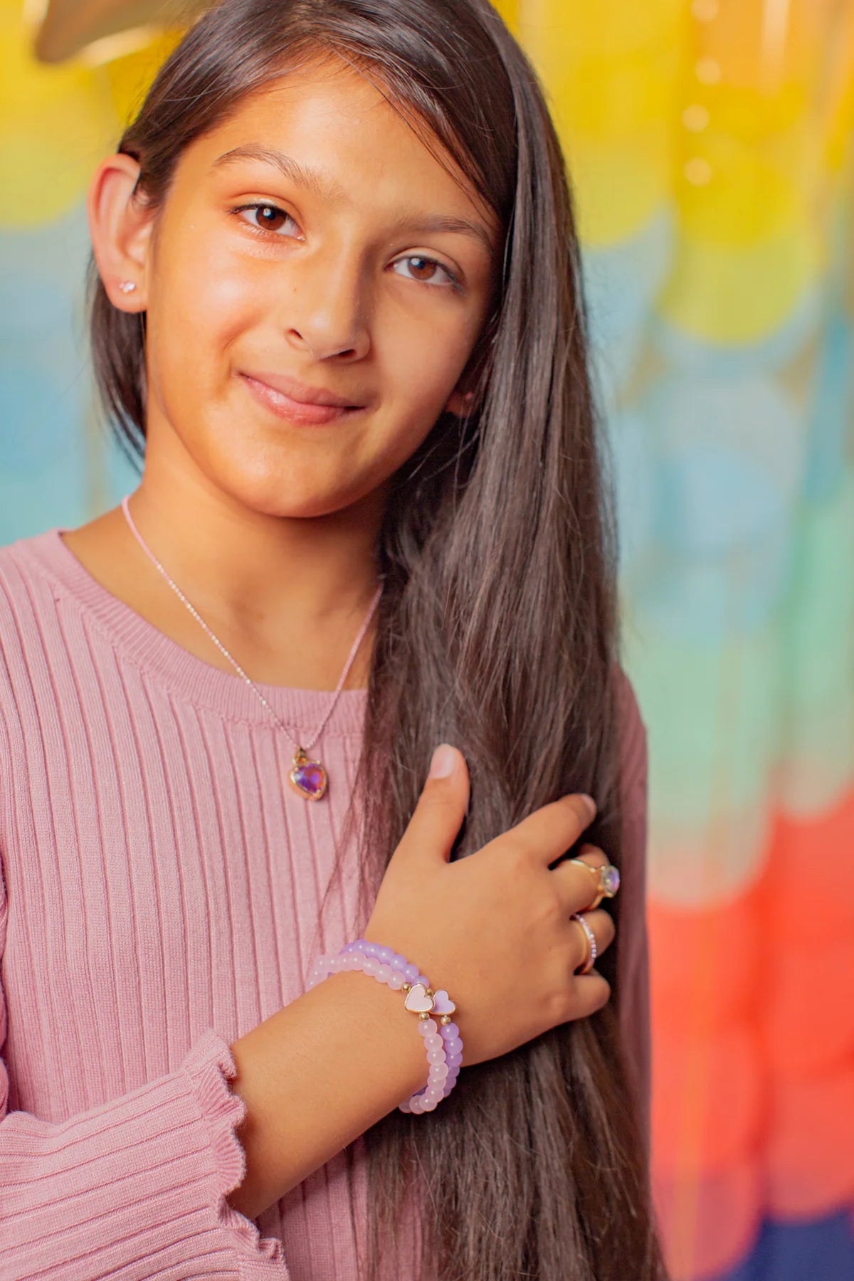 Boutique Chic With all My Heart Bracelet 2 pcs pink and purple