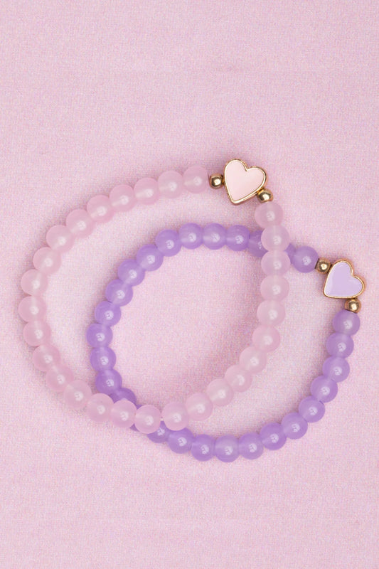 Boutique Chic With all My Heart Bracelet 2 pcs pink and purple