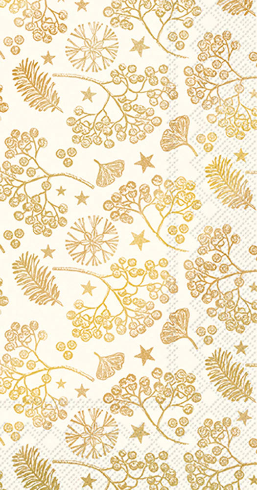 Bright Winter Branches Guest Towel Cream Gold or Silver