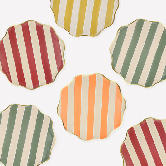 Fall Strip - Cocktail Napkins / Dinner Napkins/ Side Plate / Dinner Plate