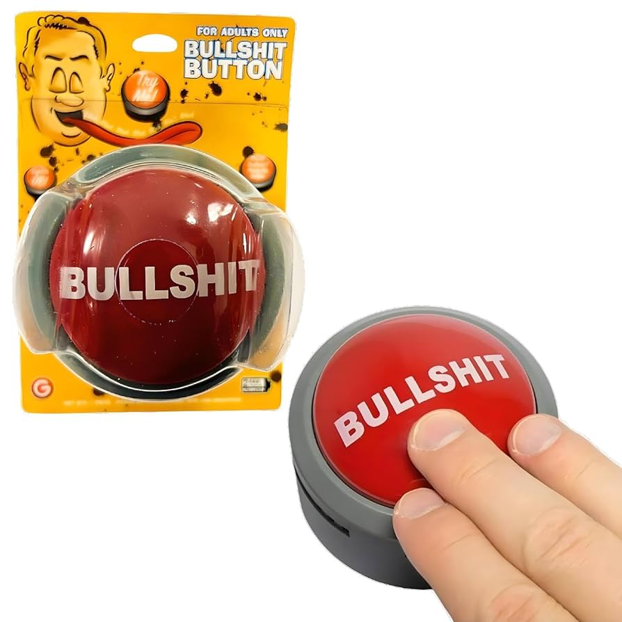 The Bullshit Button by Gemmy – The Official Hilarious BS Button with Sound Effects & Flashing Light – Perfect Gag Gift for Friends, Family, and Co-workers - Batteries Included