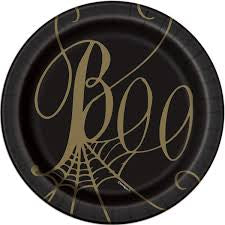 Black & Gold Spider Web Paper Plate