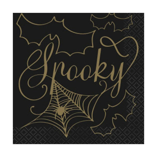 Black & Gold Spider Web Napkin