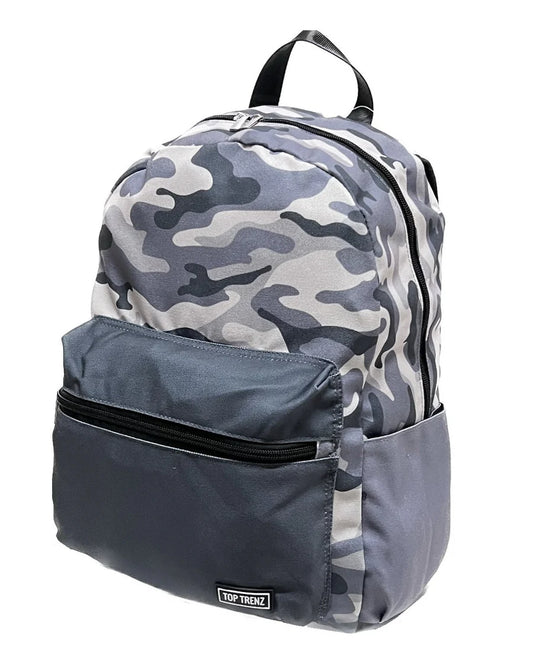 Top Trenz - Grey Camo Canvas Bagpack