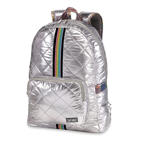 Top Trenz BackPack Puffer – Metallic rainbow stripes