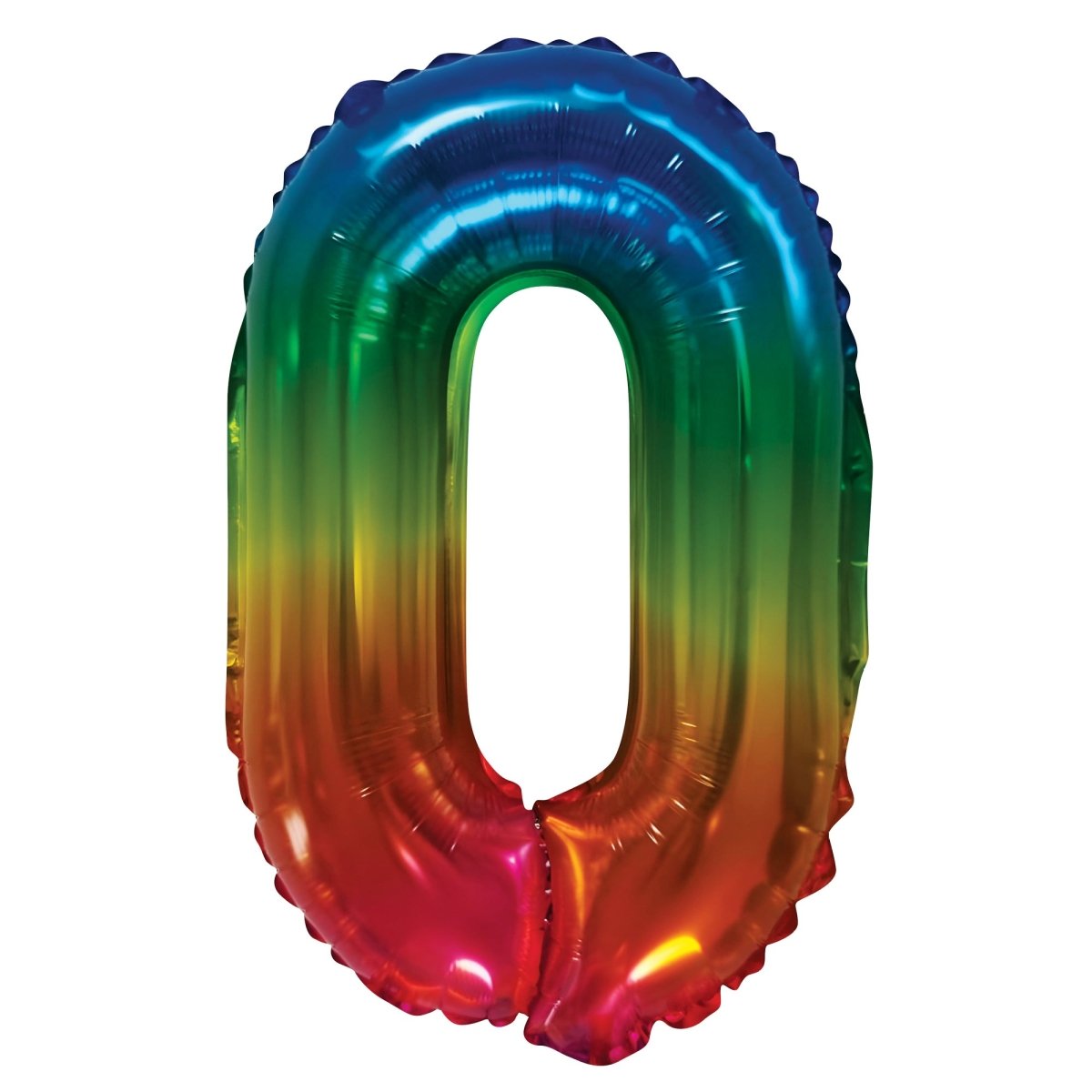 Jelly Ombre Rainbow Number 0 Foil Balloon, 34 Inches, 1 Count