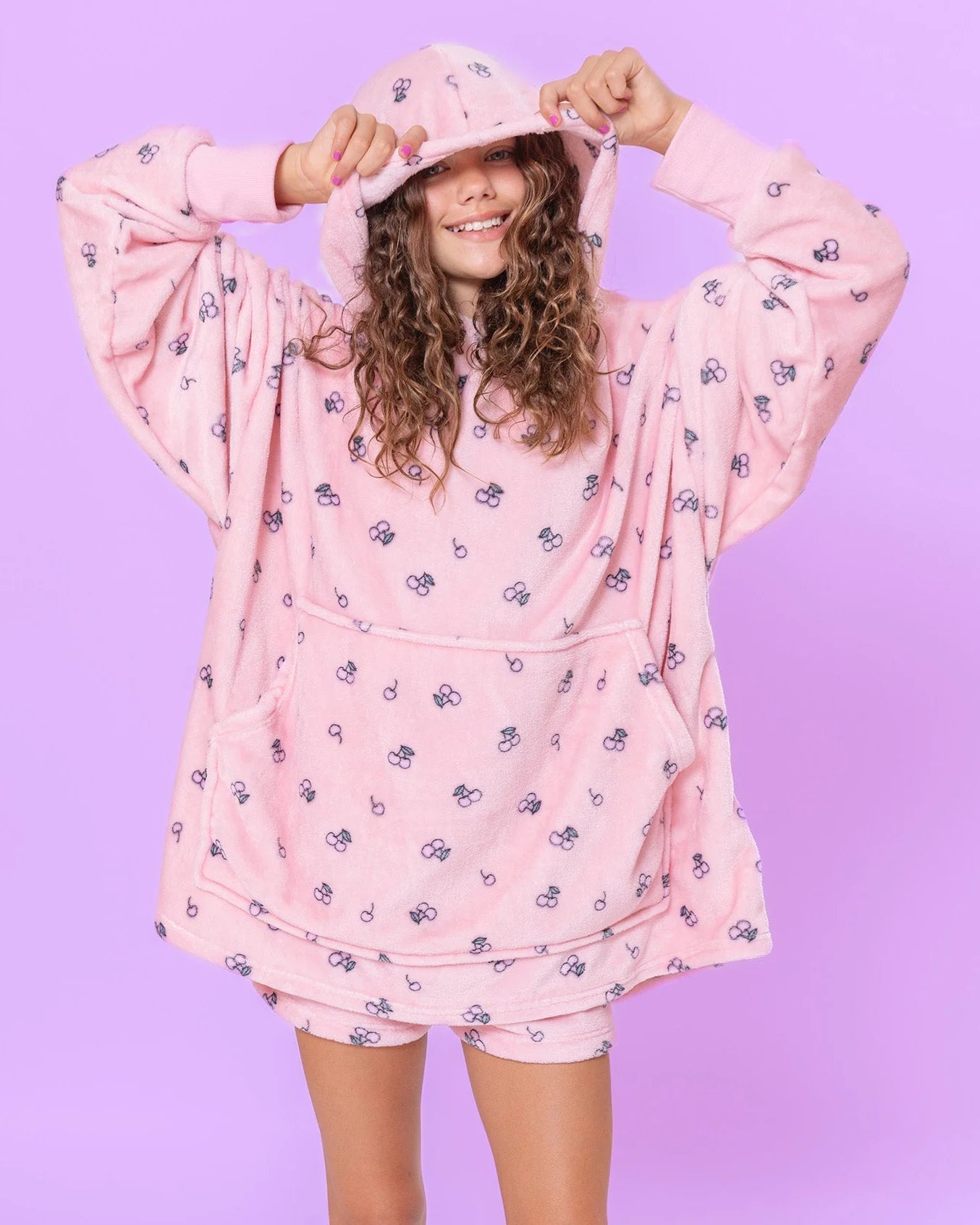 Fleece Printed Pullover Oversized Hoodie
