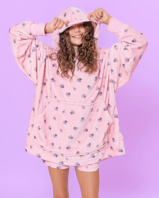 Fleece Printed Pullover Oversized Hoodie