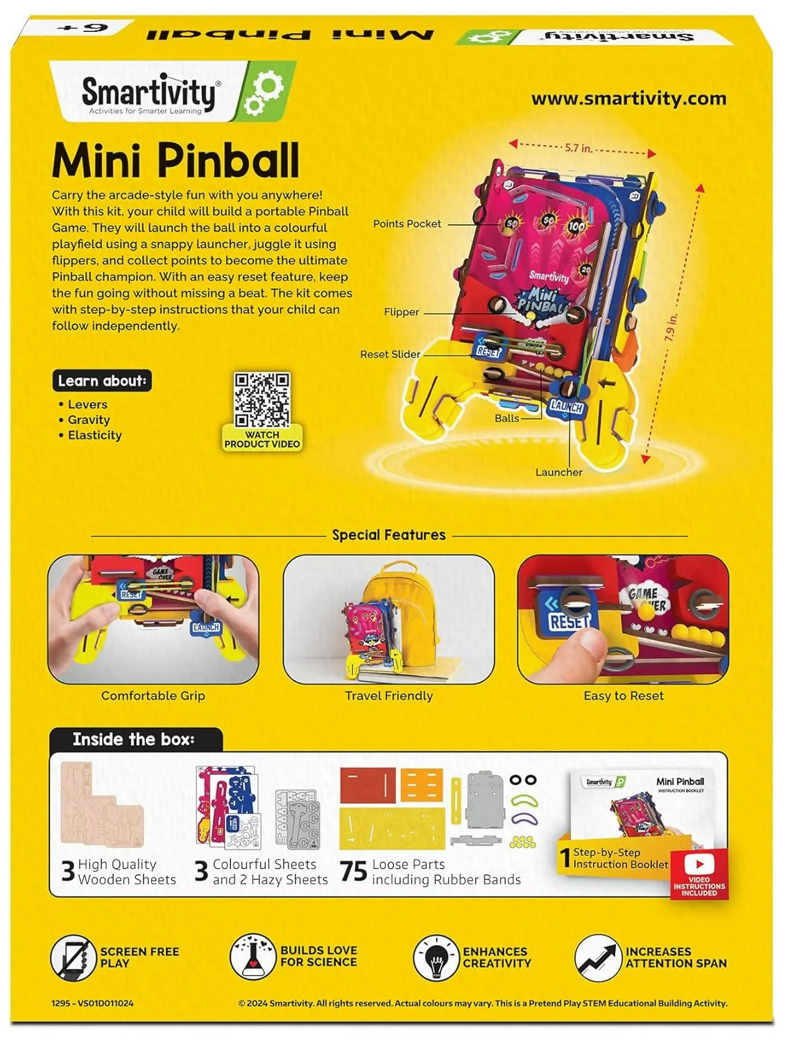 Smartivity DIY Pocket Pinball For Kids Ages 6-7-8-9-10-11-12 Years Hand-Held Exciting Arcade Game