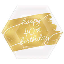 Happy Birthday 40th Birthday Dessert Plate