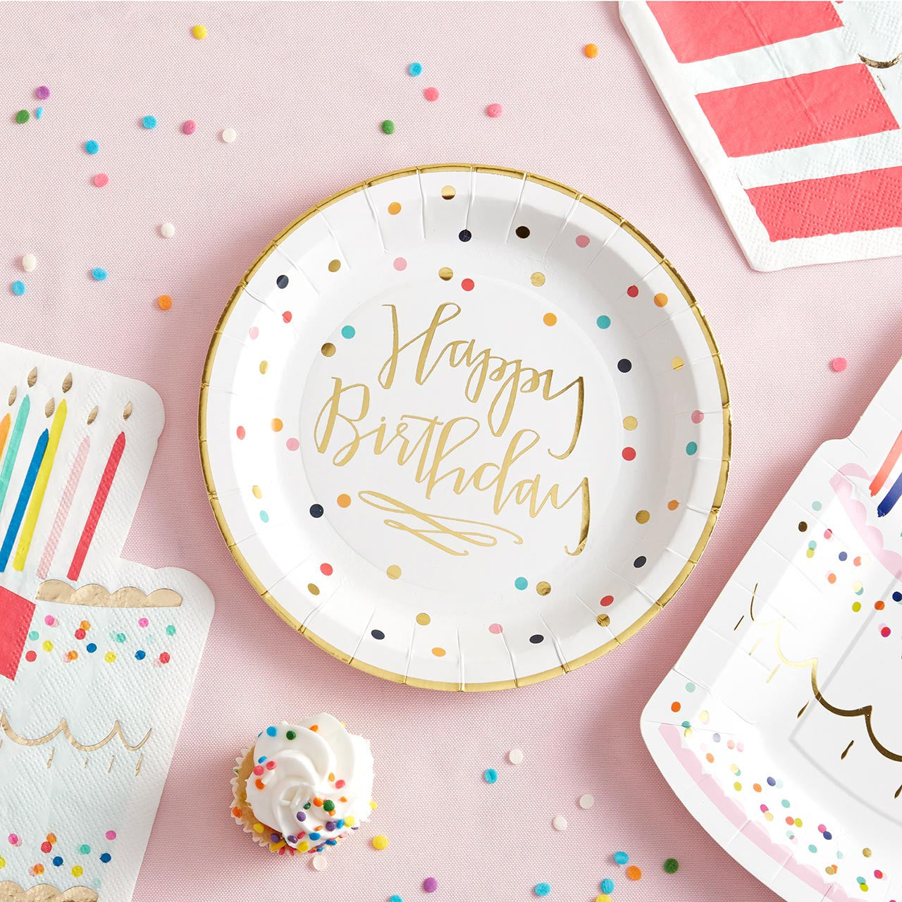Colourful Confetti Happy Birthday Dessert Plates