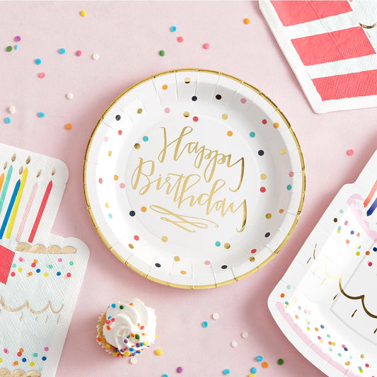 Colourful Confetti Happy Birthday Dessert Plates