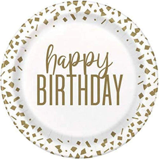 Happy Birthday Confetti Round Dessert Plate