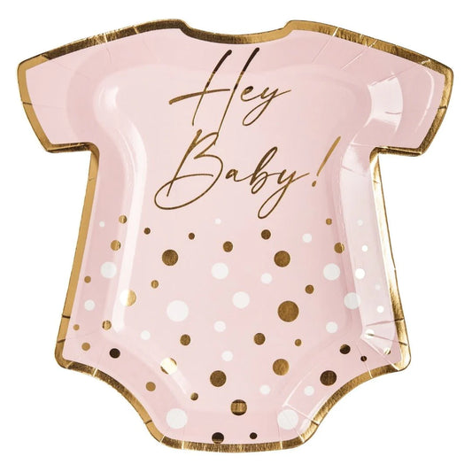 Onesie Hey Baby Pink Dessert Plate