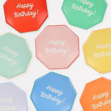 Meri Meri Happy Birthday Octagon Dinner Plate