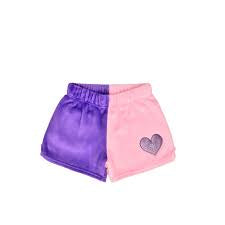 Vivid Violet & Rose Heart Colorblock Plush Shorts