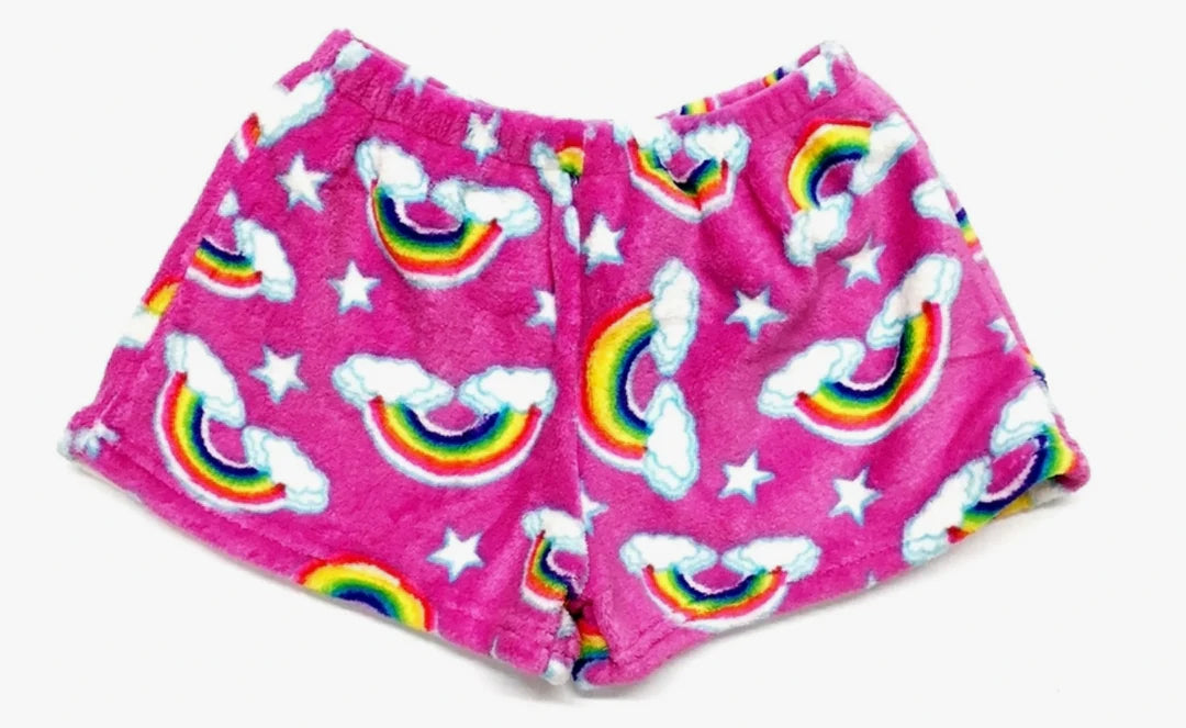 Pink Rainbow Plush Shorts