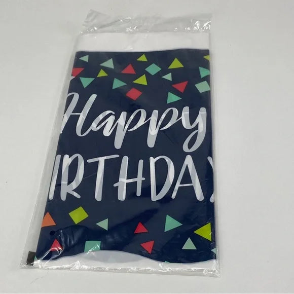 Navy Blue Happy Birthday Rectangle Tablecloth