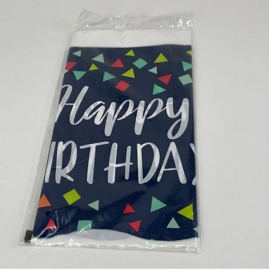 Navy Blue Happy Birthday Rectangle Tablecloth