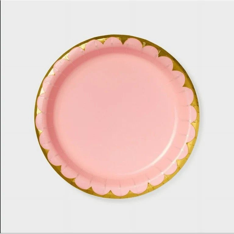 Light Pink and Gold Scalloped Plate 6 in