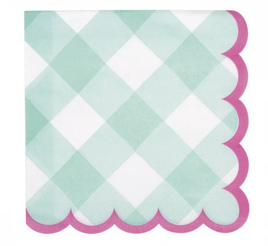 Pastel Gingham Scalloped Edge Napkin