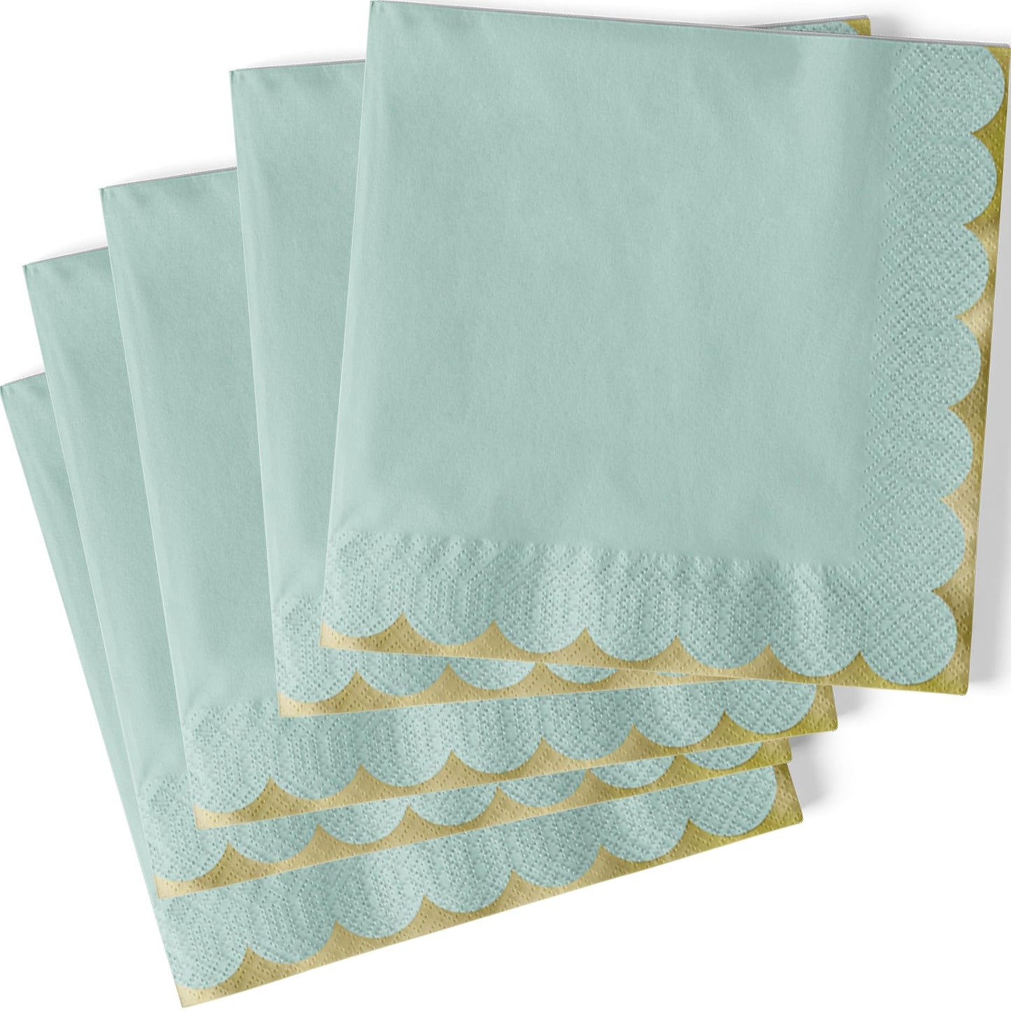 Light Blue Pastel Scalloped Lunch Napkin
