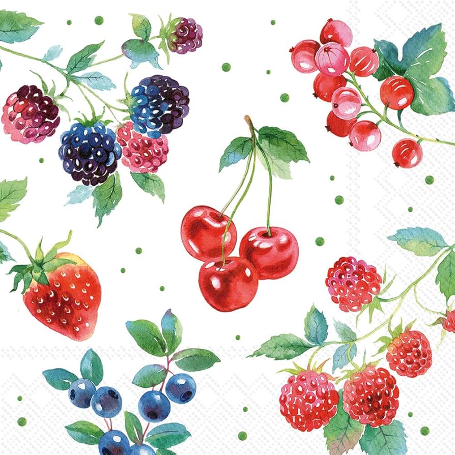 Red Summer Fruits Cocktail Napkin