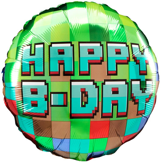 Minecraft Happy B-day Foil Balloon