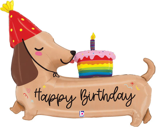 Happy Birthday Daschund Foil Balloon