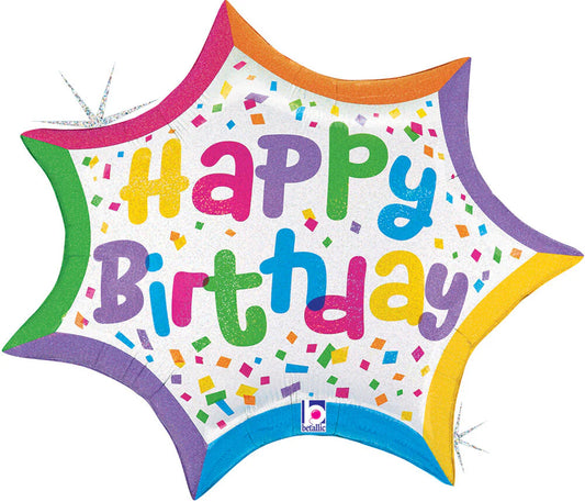 Birthday Confetti Burst SuperShape Balloon