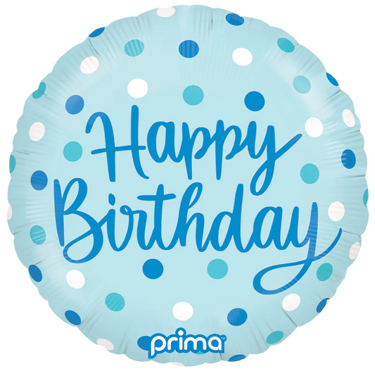 Happy Birthday Blue Dots Foil Balloon