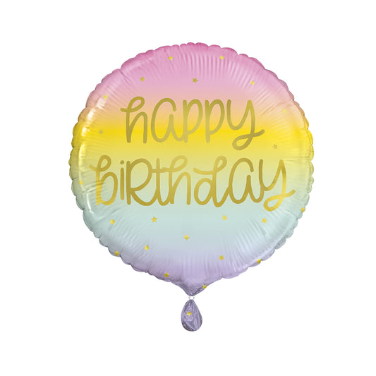 Gold Pastel Rainbow Birthday Balloon