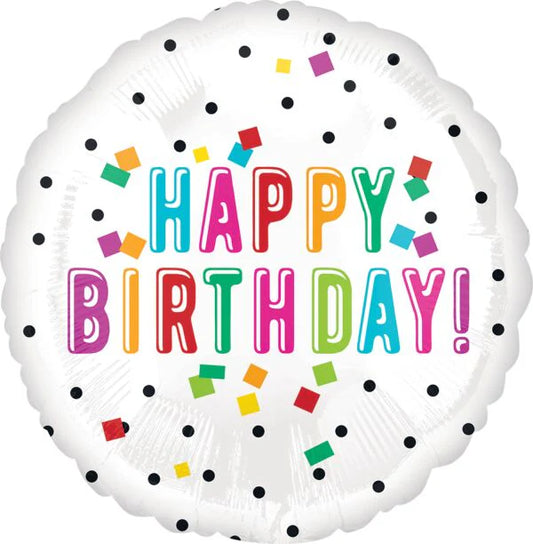 Colourful Confetti Happy Birthday Balloon
