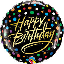 Happy Birthday Gold and Confetti Foil Balloon