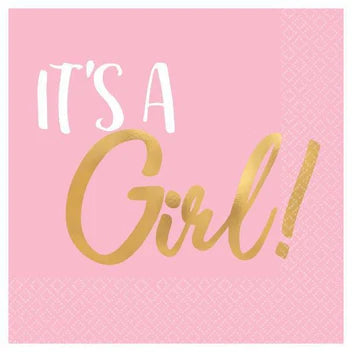 Baby shower girl beverage napkins, 16 per package