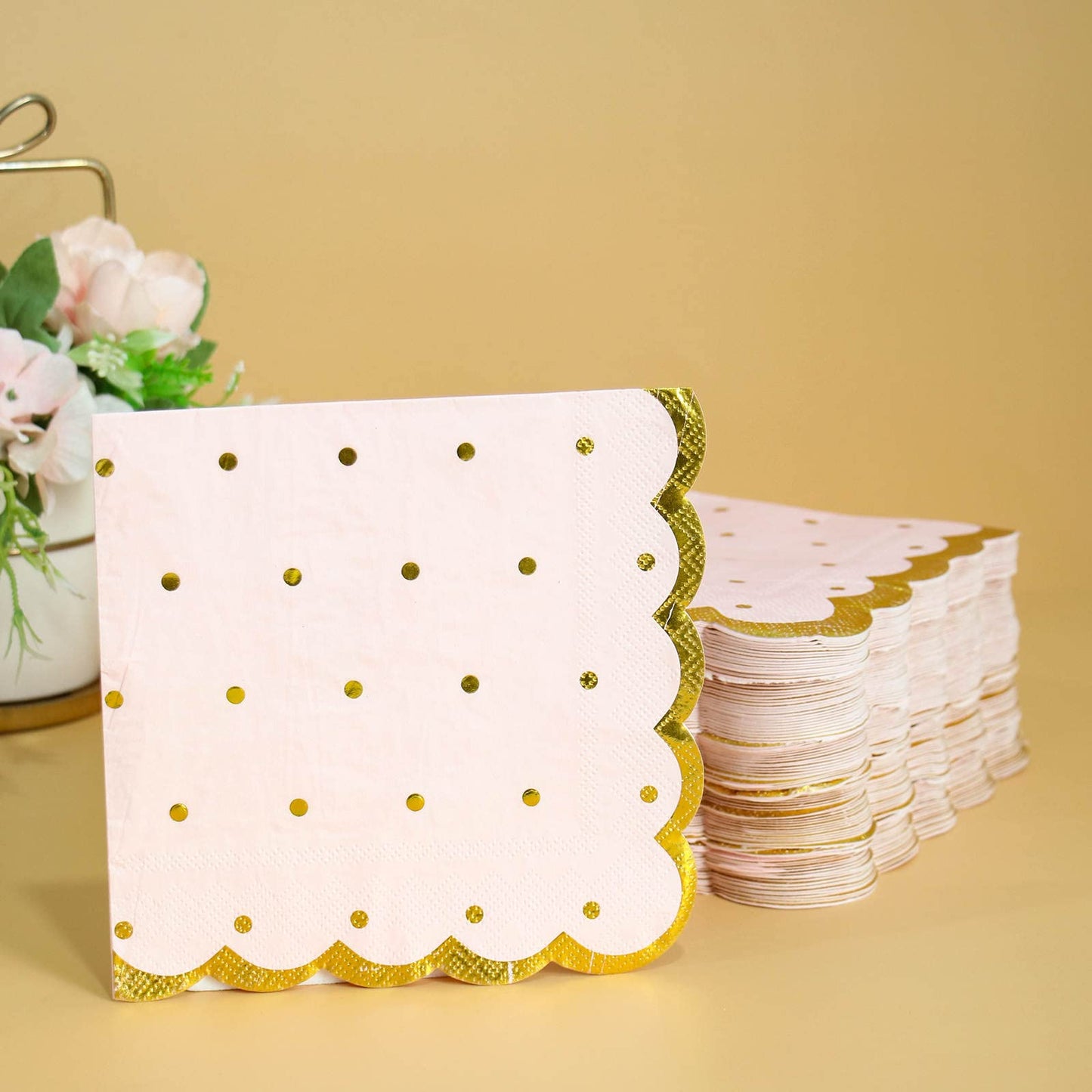 Gold Foil Polka Dot Dessert Napkins