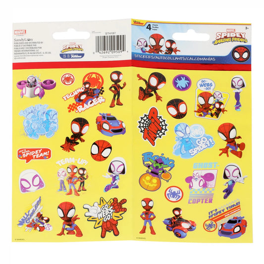 Spiderman 4pc Cute Sticker Sheets Kids Art Supplies Ages 3 and Up