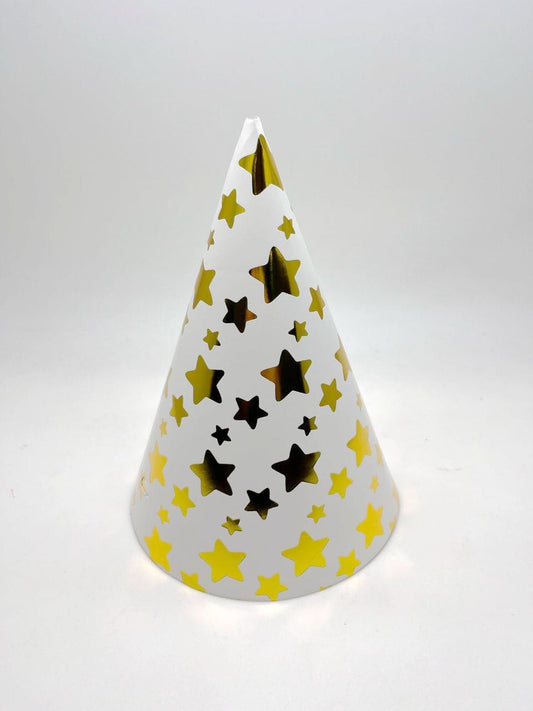 8 pcs gold stars party hats
