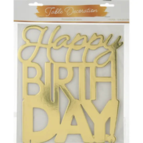Golden Age "Happy Birthday" Foil Sign Table Centerpiece Decoration, Gold, 12.5-in, for Birthday Party
