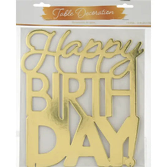 Golden Age "Happy Birthday" Foil Sign Table Centerpiece Decoration, Gold, 12.5-in, for Birthday Party