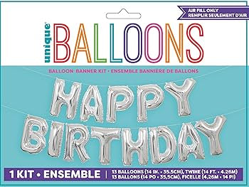 Foil Silver happy birthday balloons