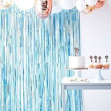 Fringe curtain - metallic blue
