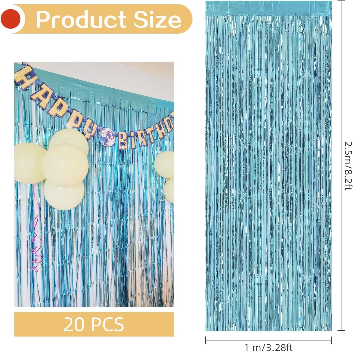 Fringe curtain - metallic blue