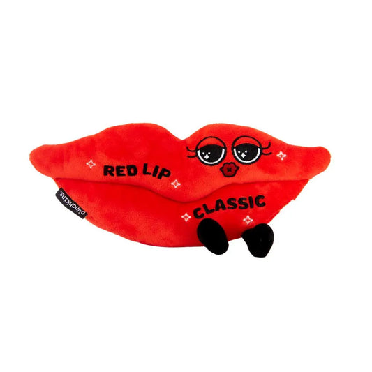 Punchkins Plush Red Lips Classic Funny Gift Soft Fabric Embroidered Cute Desk Accessory Weighted Base Gag Meme Humor Plush