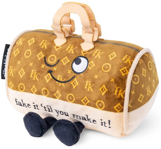 Punchkins Super Soft Fabric Embroidered Expression Funny Mini Pun Meme Gift Cool Emotional Support Toy Fun Desk Accessory Weighted Based (Fake IT TIL You Make IT!)