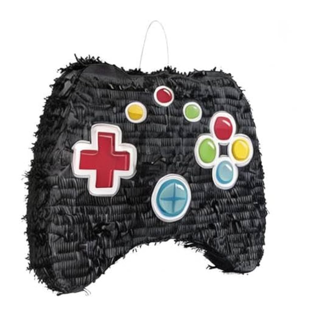 Unique Video Game Controller Shaped Drum Pinata - Premium Black Cardboard & Paper - Unique Gaming Decor, Ideal for Birthdays and Themed Events (1 Pc.)