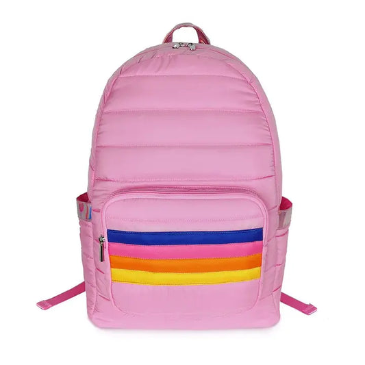 Pink retro stripes puffer back